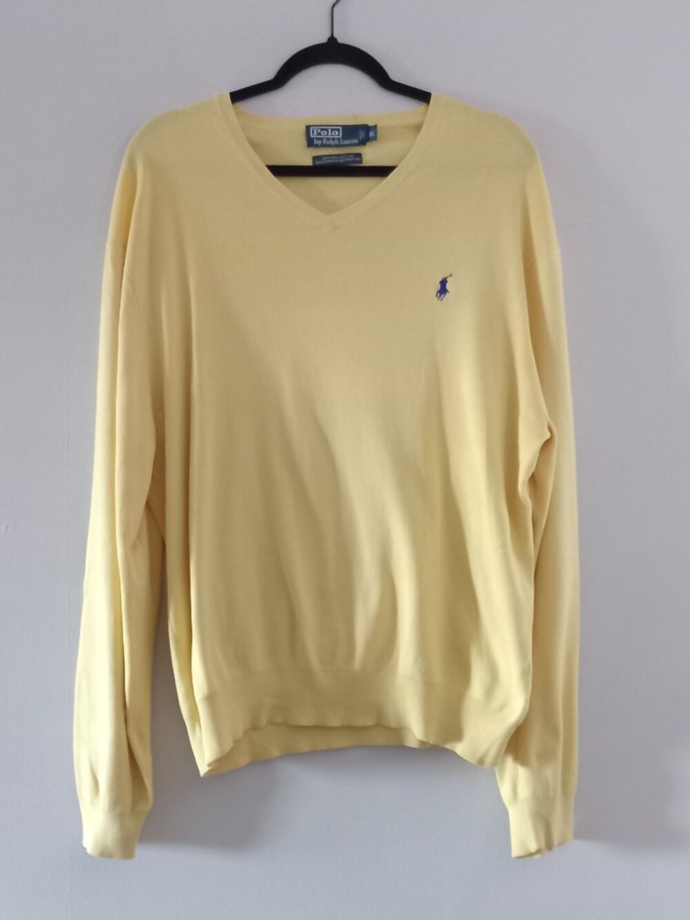 POLO RALPH LAUREN light yellow cotton v neck light sweater
